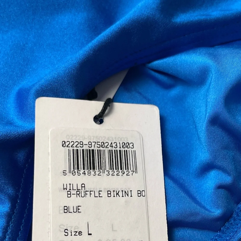NWT Reiss Bikini Bottoms Willa Mid Rise Bikini Briefs in Blue Size Large